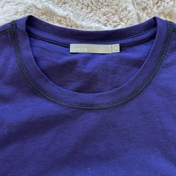 Vince Mens Cotton Long Sleeve Pocket Crew with Contrast Stitching T-Shirt Size M - Picture 3 of 7